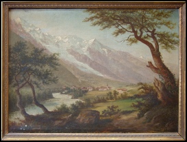Chamonix Mont Blanc. signed AGisling px. c1865 oil on canvas. tableaux chamouni mont blanc dipinti monte bianco mountain paintings